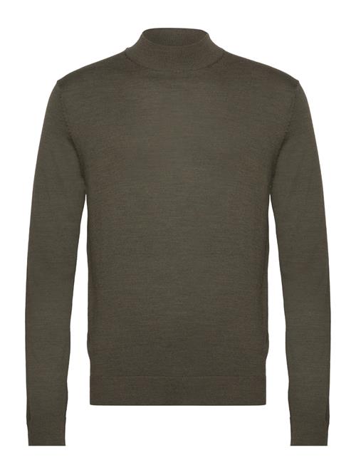 Slhtown Merino Coolmax Knit Mock B Noos Selected Khaki