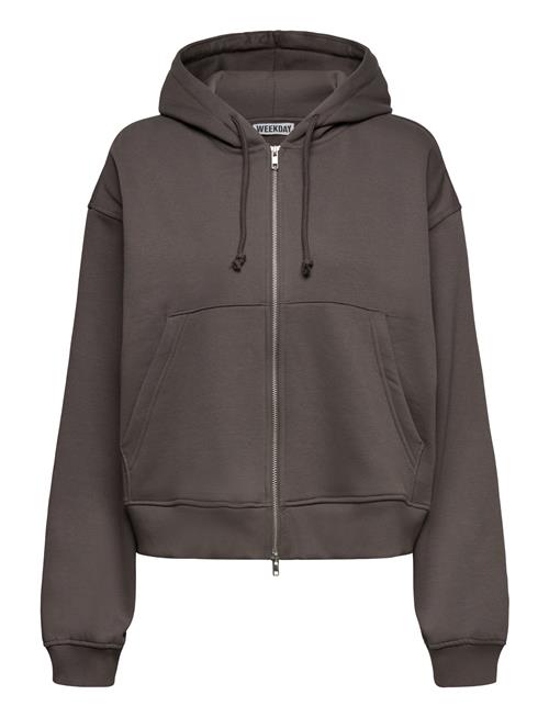 Essence Boxy Zip Hoodie Weekday Brown