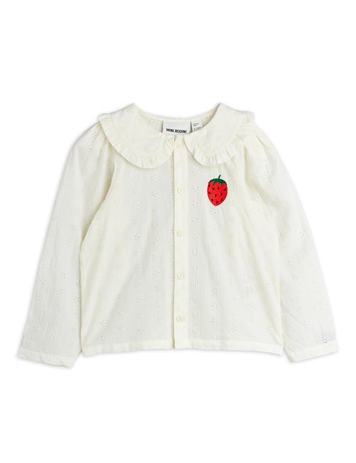 Mini Rodini GOTS Strawberry Emb-bluse  White 140/146 cm  Hvid  140/146 cm  kvinde