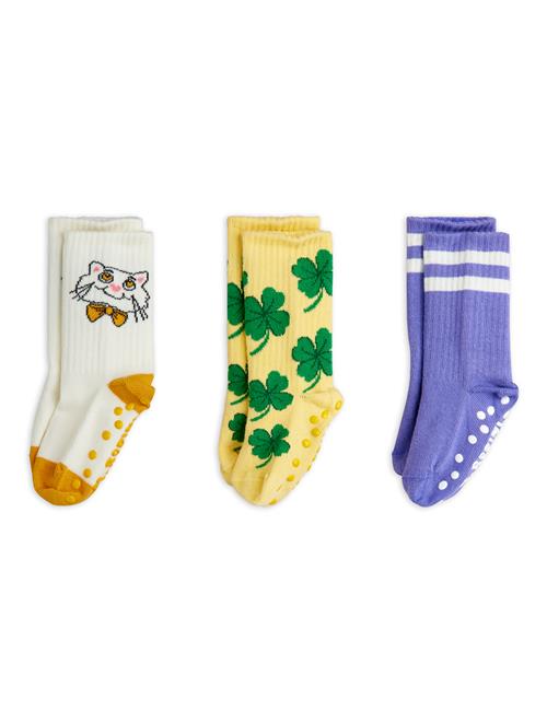 Mini Rodini Cat 3-pak Skridsikre Sokker  Multi 28-31 EU  Hvid  28-31 EU  Unisex