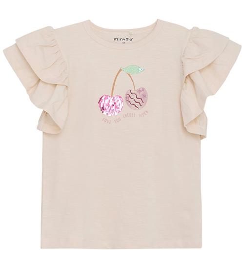 Minymo T-shirt - Sandshell m. Kirsebær