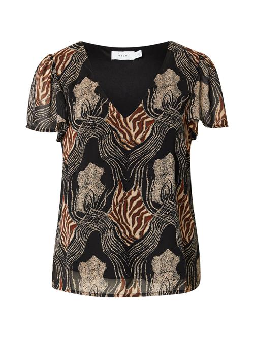 VILA Bluse 'VILIORA'  beige / cognac / sort