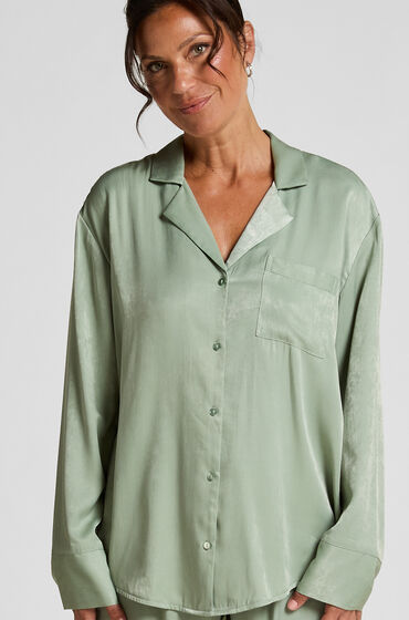 Hunkemöller Langærmet satinjakke Ayla Grøn