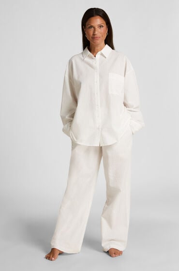 Hunkemöller Pyjamasbukser Bomuld Seersucker Hvid