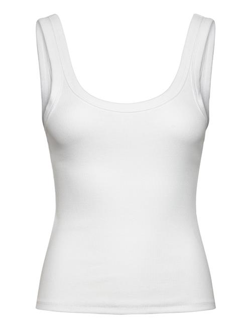 Se Rib Fitted Tank Top Monki White ved Booztlet