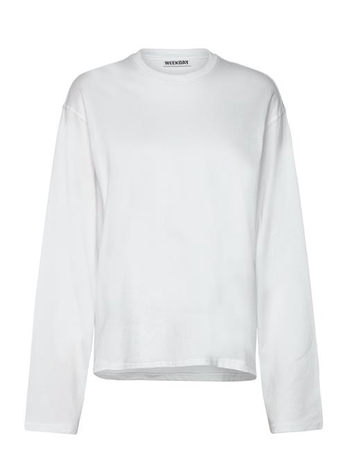 Long-Sleeved Boxy Cotton T-Shirt Weekday White