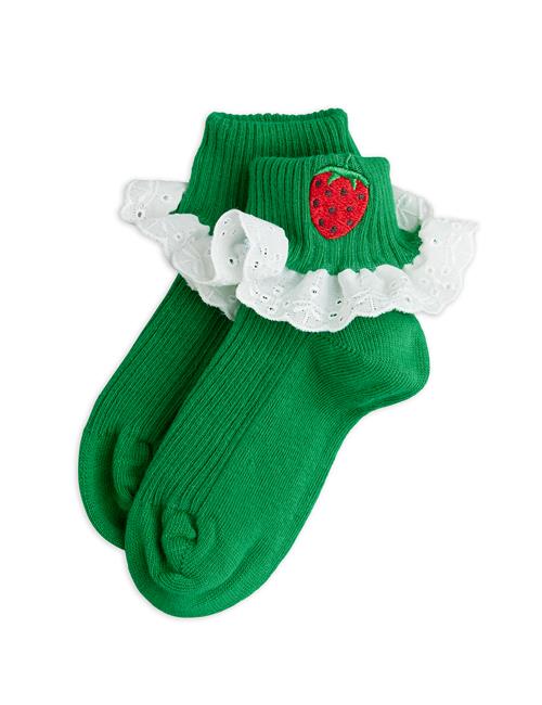 Mini Rodini Strawberry Emb Sokker Green  Green 24-27 EU  Grøn  24-27 EU  kvinde