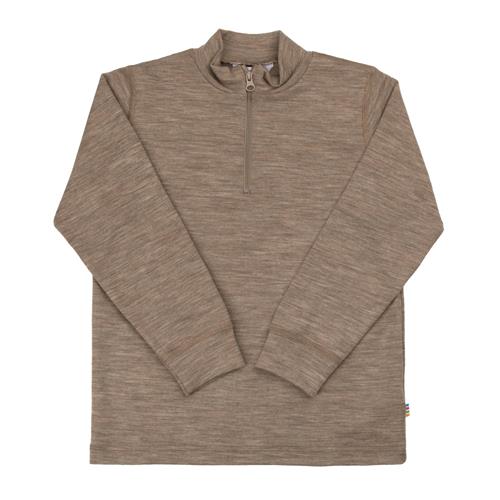 Joha Uldtop Med Halv Lynlås Beige Melange  Beige Melange-110 cm Wool Beige  110 cm  Unisex