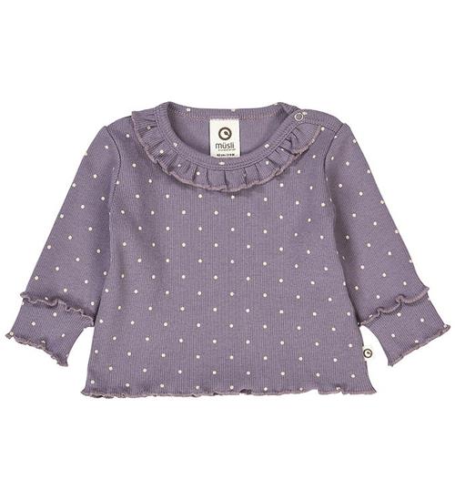 Müsli Bluse - Rib - Dot - Lilac Fog/Oak