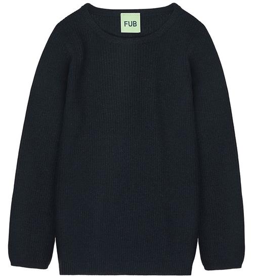 FUB Bluse - Rib - Strik - Uld - Dark Navy