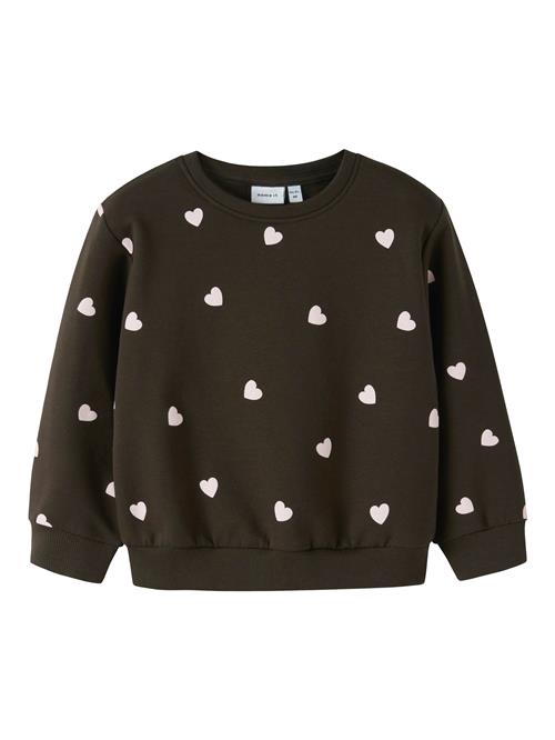 NAME IT Sweatshirt 'NMFNEHEART'  mørkebrun / pastelpink