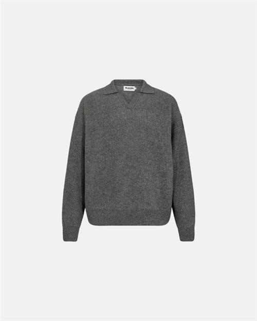 Polo i strik "kane" | Uld | Grå