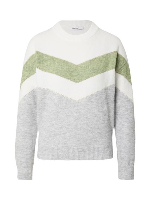 ABOUT YOU Pullover 'Janine'  grå / grøn / hvid