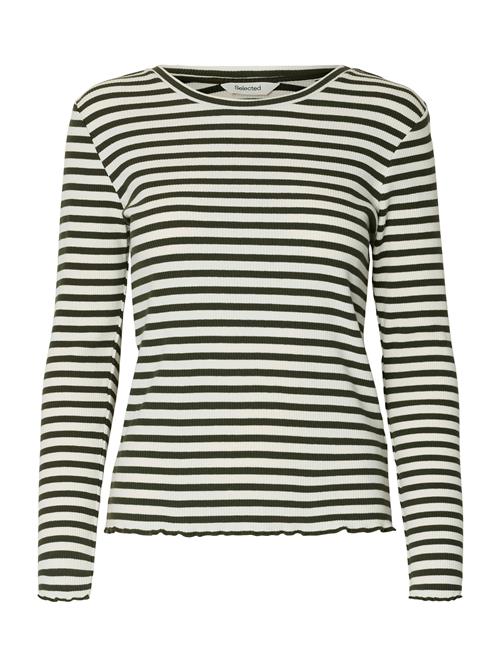 SELECTED Shirts 'SLFAnna'  mørkegrøn / hvid