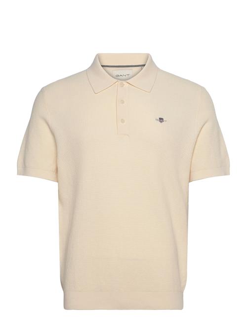 Micro Textured Cotton Ss Polo GANT Cream