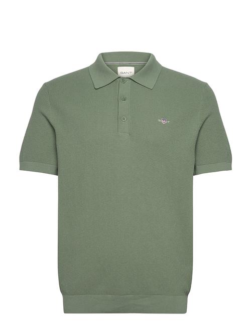 Micro Textured Cotton Ss Polo GANT Green