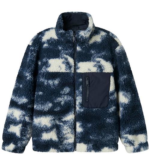 Name It Fleecejakke - Teddy - NkmMilou - Navy Blazer m. Mønster