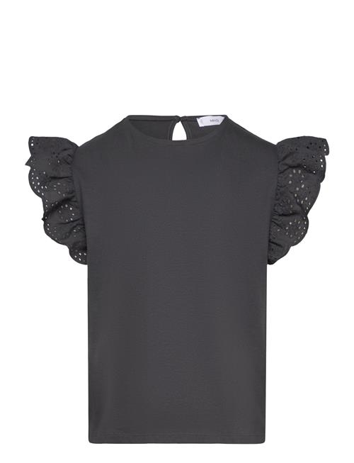 Se English-Embroidered Cotton T-Shirt Mango Black ved Booztlet