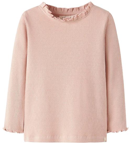 Lil Atelier Bluse - Rib - NmfNora - Cameo Rose m. Hulmønster