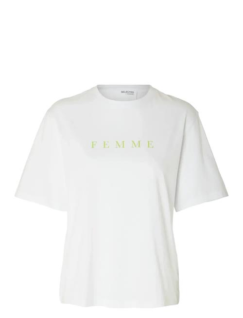 Slfvilja Ss Printed Tee W Noos Selected White