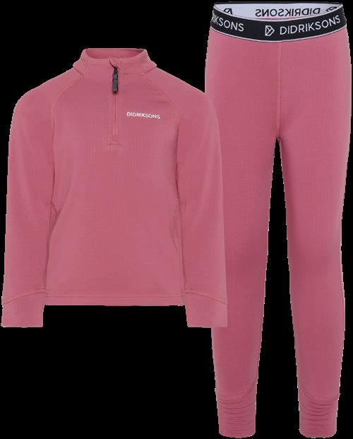 Didriksons Jadis Kids 5 Baselayer-sæt Heather Pink  Heather Pink-120 cm  Lyserød  120 cm  kvinde