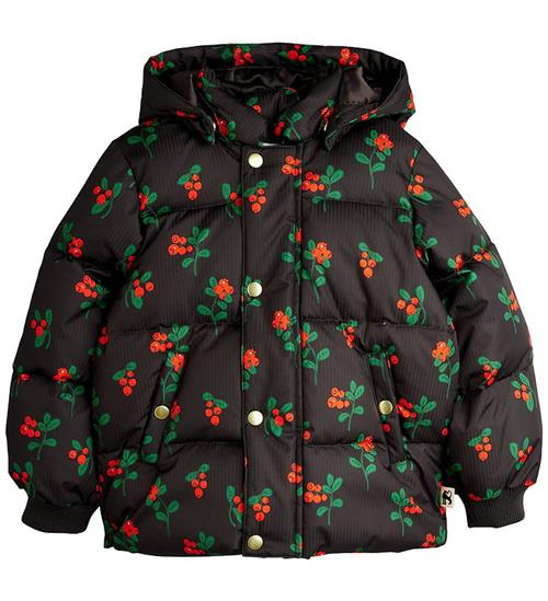 Mini Rodini Vinterjakke - Lingonberries Hooded Puffer - Sort
