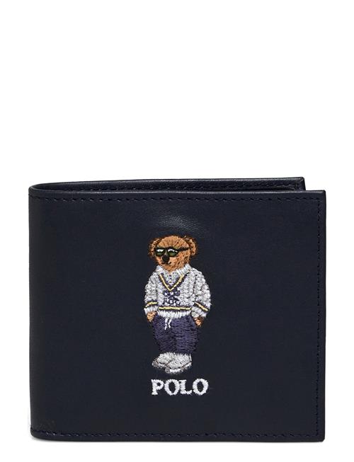 Embroidered Leather Billfold Wallet Polo Ralph Lauren Navy