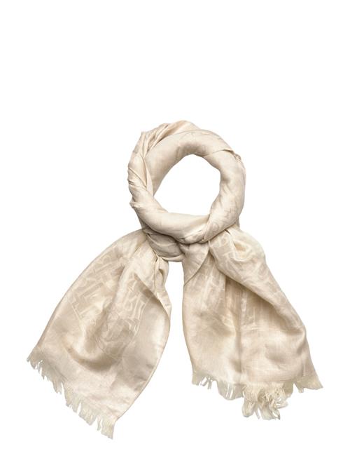 Metallic Logo Jacquard Wrap Scarf Lauren Ralph Lauren White