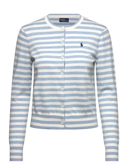 Striped Cotton-Blend Crewneck Cardigan Polo Ralph Lauren Blue