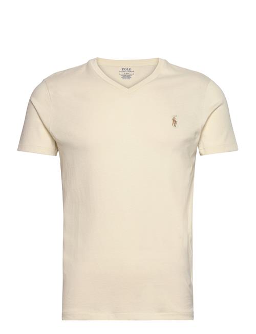 Custom Slim Fit Jersey V-Neck T-Shirt Polo Ralph Lauren Cream