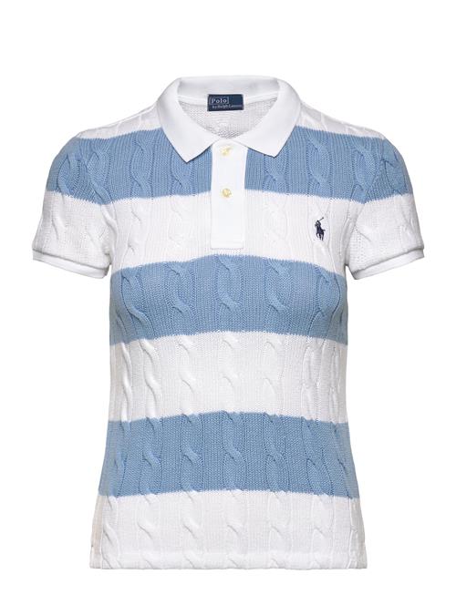 Slim Fit Cable-Knit Polo Shirt Polo Ralph Lauren Blue