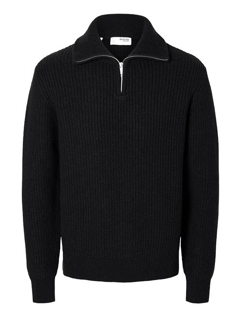 Slhland Ls Knit Half Zip Selected Black