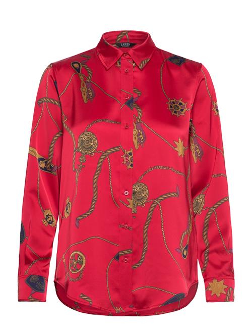 Classic Fit Print Satin Charmeuse Shirt Lauren Ralph Lauren Red