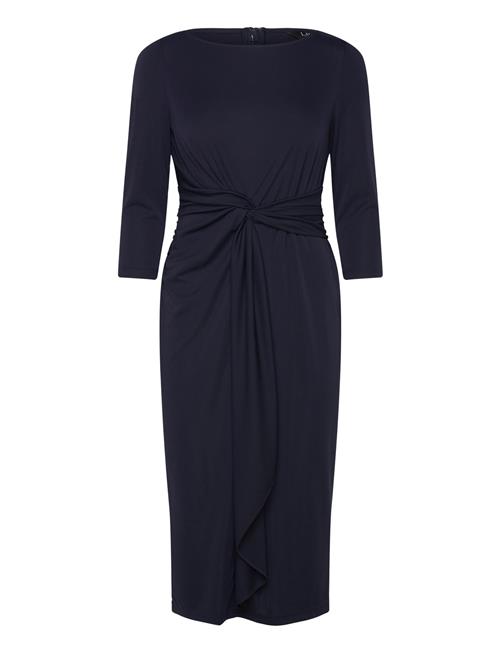 Twist-Front Stretch Jersey Midi Dress Lauren Ralph Lauren Navy