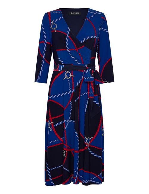 Rope-Print Surplice Stretch Jersey Dress Lauren Ralph Lauren Blue