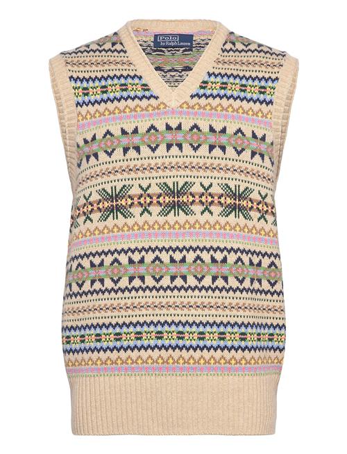 Fair Isle Cotton-Cashmere Sweater Vest Polo Ralph Lauren Beige