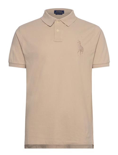 Custom Slim Fit Big Pony Mesh Polo Shirt Polo Ralph Lauren Beige