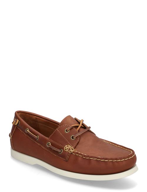Merton Color-Blocked Leather Boat Shoe Polo Ralph Lauren Brown