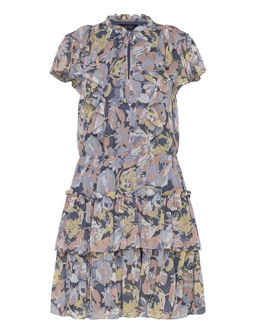 Floral Ruffle-Trim Georgette Dress Lauren Ralph Lauren Patterned
