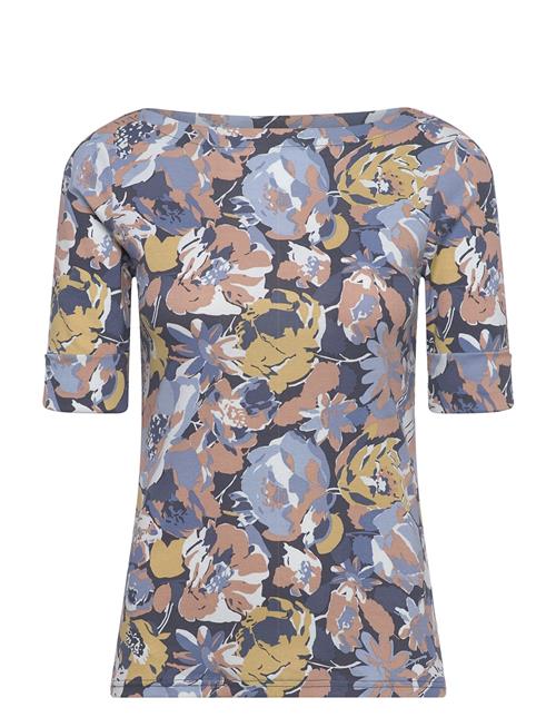 Floral Stretch Cotton Boatneck Tee Lauren Ralph Lauren Blue