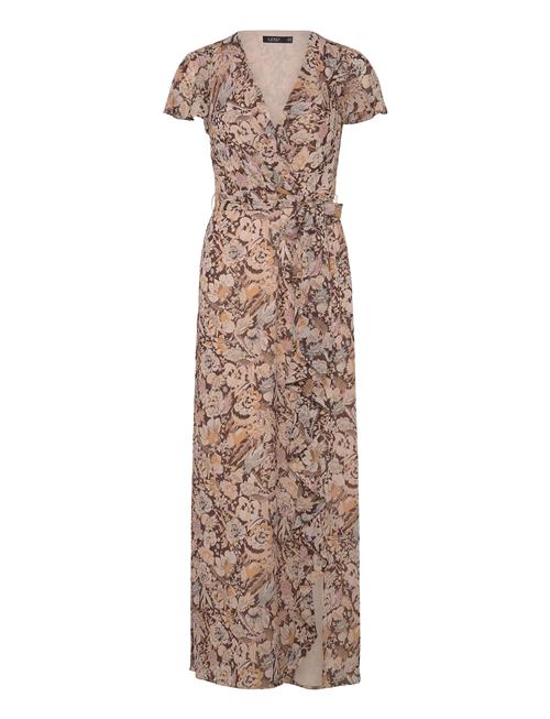 Floral Belted Flutter-Sleeve Gown Lauren Ralph Lauren Brown