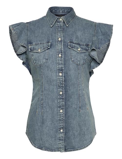Denim Flutter-Sleeve Shirt Lauren Ralph Lauren Blue