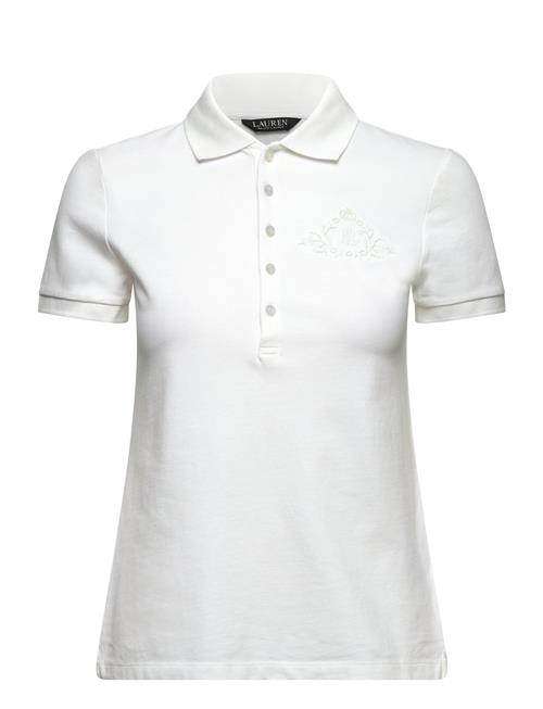 Floral-Logo Cotton Piqué Polo Shirt Lauren Ralph Lauren White