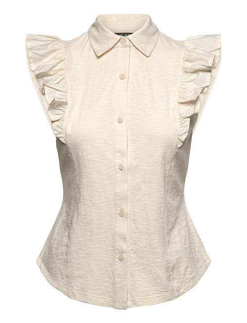 Ruffle-Trim Jersey Sleeveless Shirt Lauren Ralph Lauren Cream