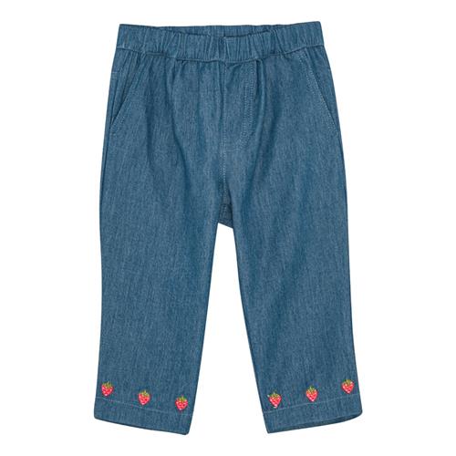 Flöss Vilma Bukser Mid Blue Strawberry  Mid Blue Strawberry-122 cm  Blå  122 cm  kvinde