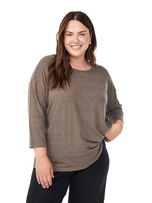 Zizzi Shirts 'Flrosey'  mokka