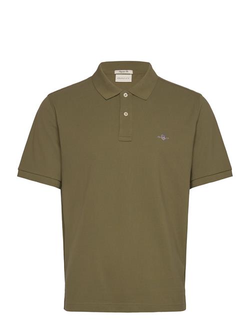 Reg Shield Ss Pique Polo GANT Khaki