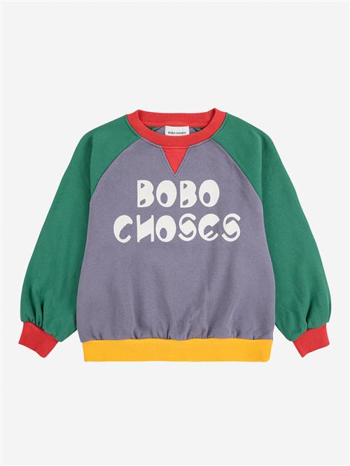 Bobo Choses Bobo Choses Color Block Ranglan Sleeve Sweatshirt Multicolor  Multicolor 8-9 Years  Grå  8-9 år  mand