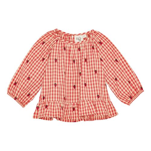 Flöss Molly Bluse Berry Gingham  Berry Gingham-92 cm  Rød  92 cm  kvinde