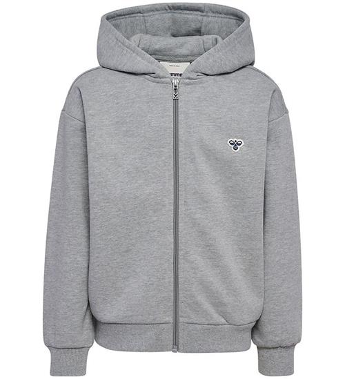 Hummel Cardigan - HmlJR Loose Zip - Gråmeleret m. Logo